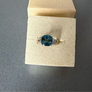 5CT London blue topaz w/42CTW mixed shape white topaz rhodium sterling ring - 8